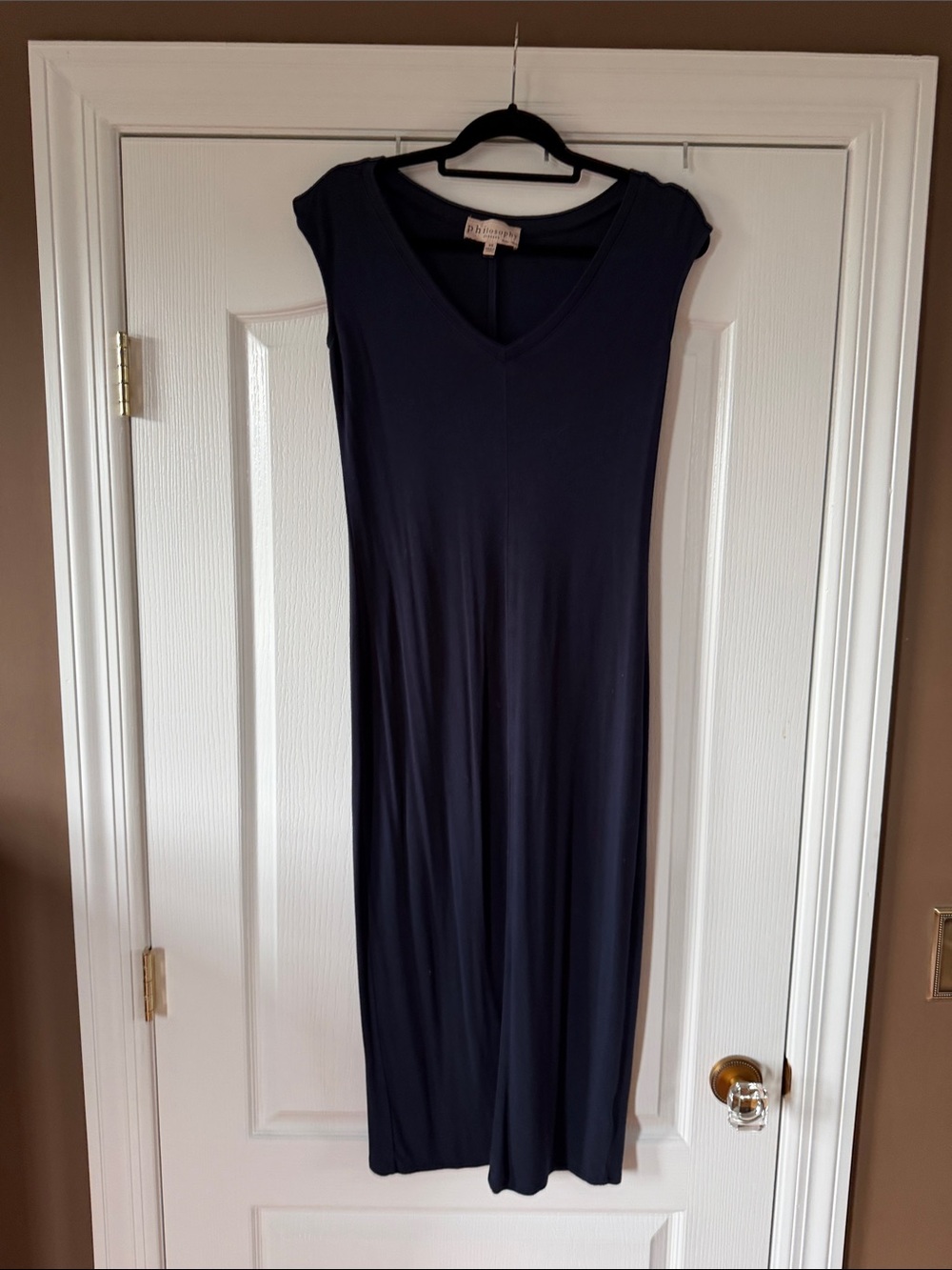 Philosophy Navy V-Neck Cap-Sleeve Maxi Dress